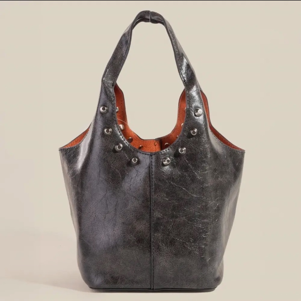 Stylish Black Faux Leather Tote Bag